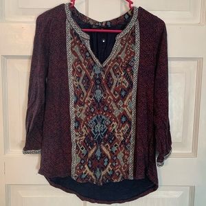 Lucky Brand Medium 3/4 sleeve vneck blouse